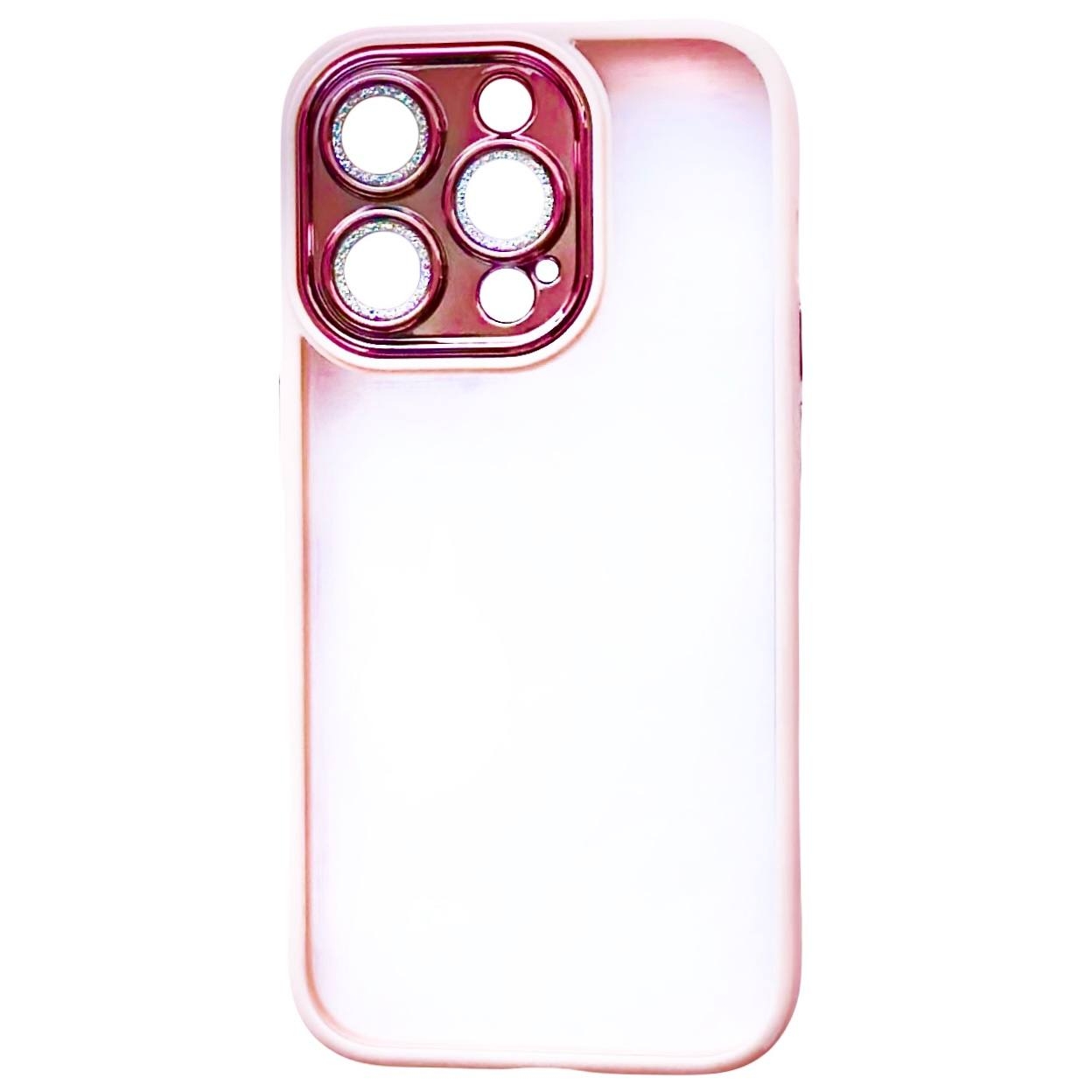 Color Case Glass Diamond Camera iPhone 12 Pro Max Pink - 1