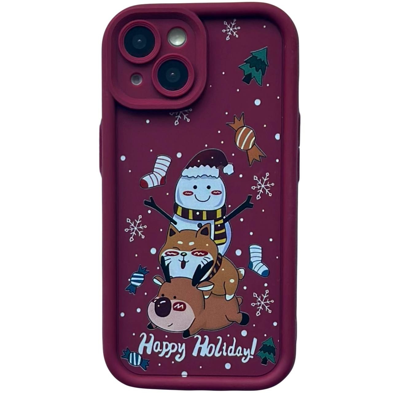 TPU Merry Christmas iPhone 15 Bordo (3-Head) - 1