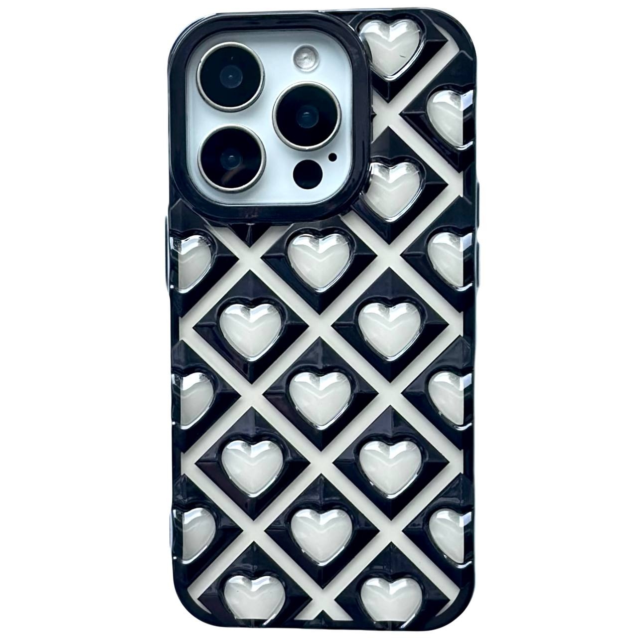 Hearts Metallic TPU iPhone 15 Pro Max Black - 1