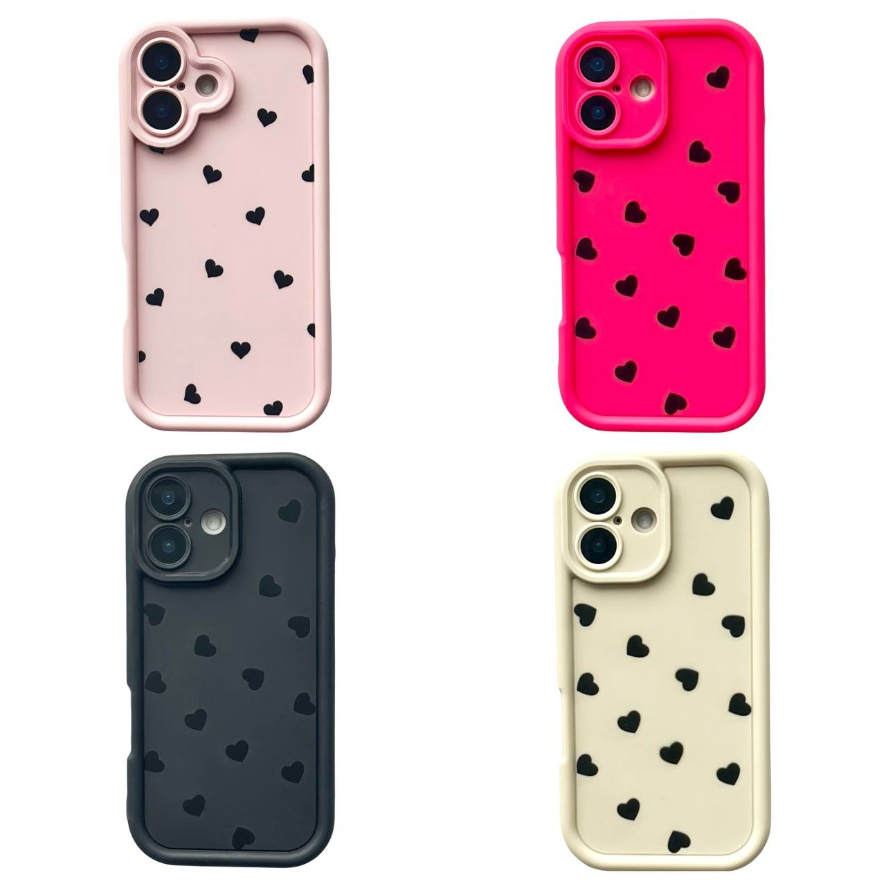 TPU Hearts Mini iPhone 16 White - 2
