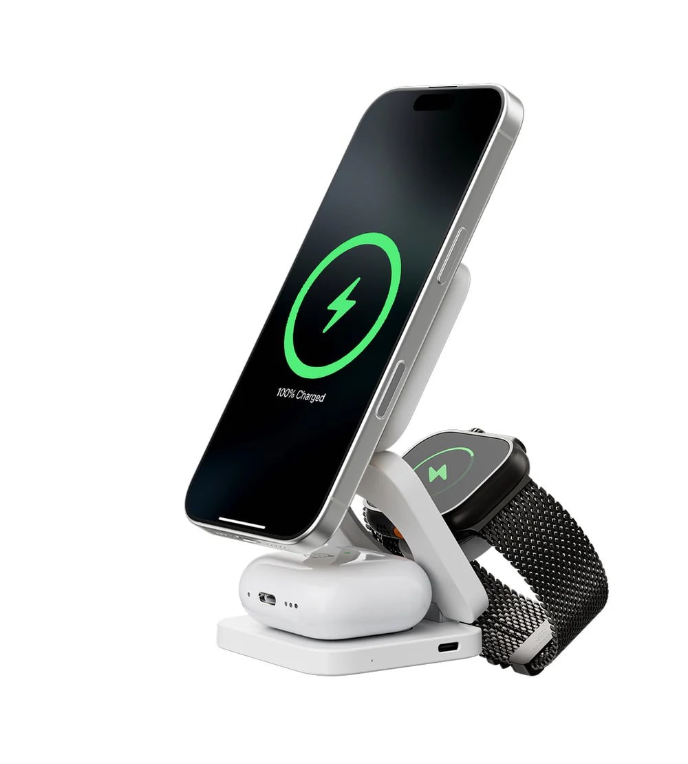 3in1 Magnetic Wireless Charger (Harmonica) 15W White - 3