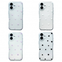TPU Transparent Hearts iPhone 16 Plus Black