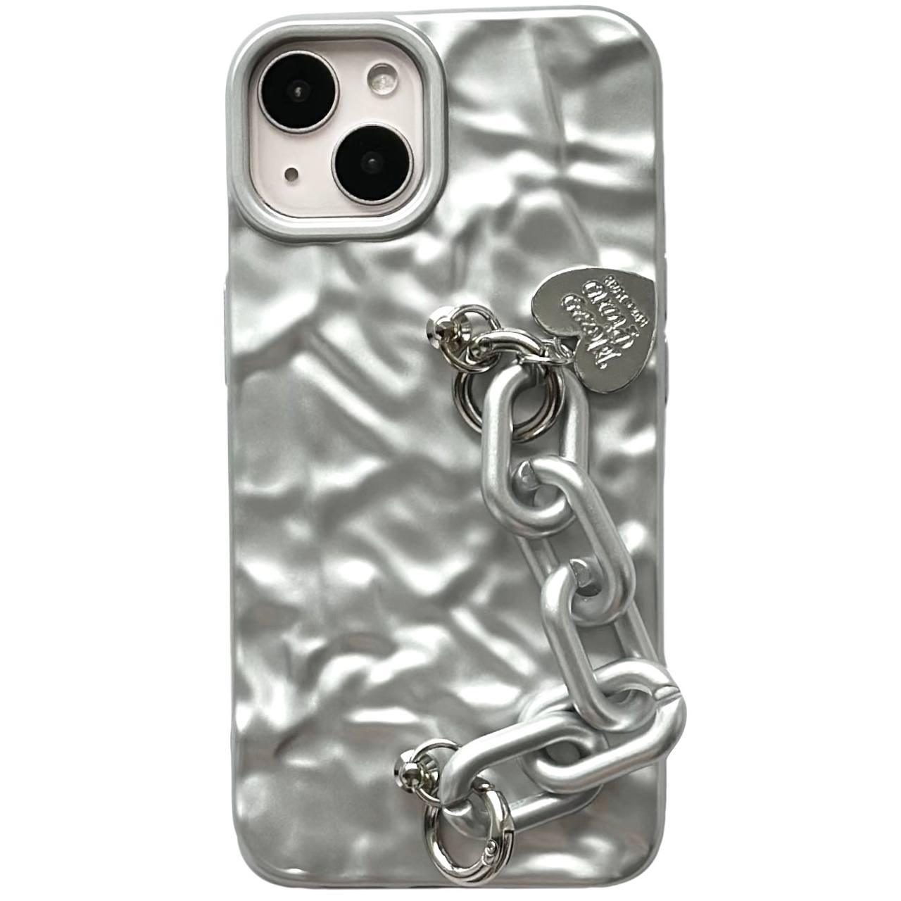TPU Crumpled+Chain iPhone 14 White - 1