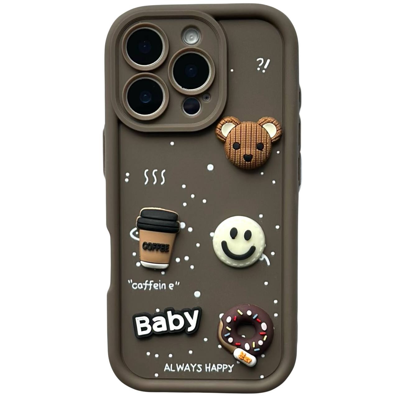 "Always Happy" Case iPhone Xs Max Brown - 1