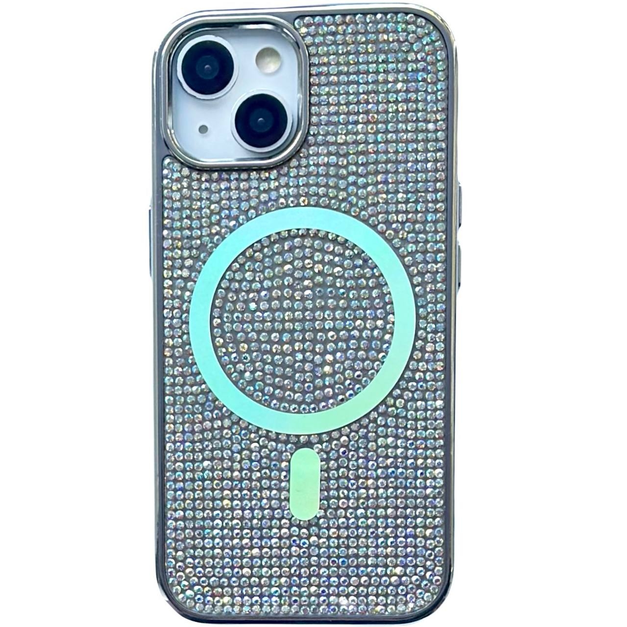 TPU Diamonds MagSafe iPhone 14 Silver/Holo - 1