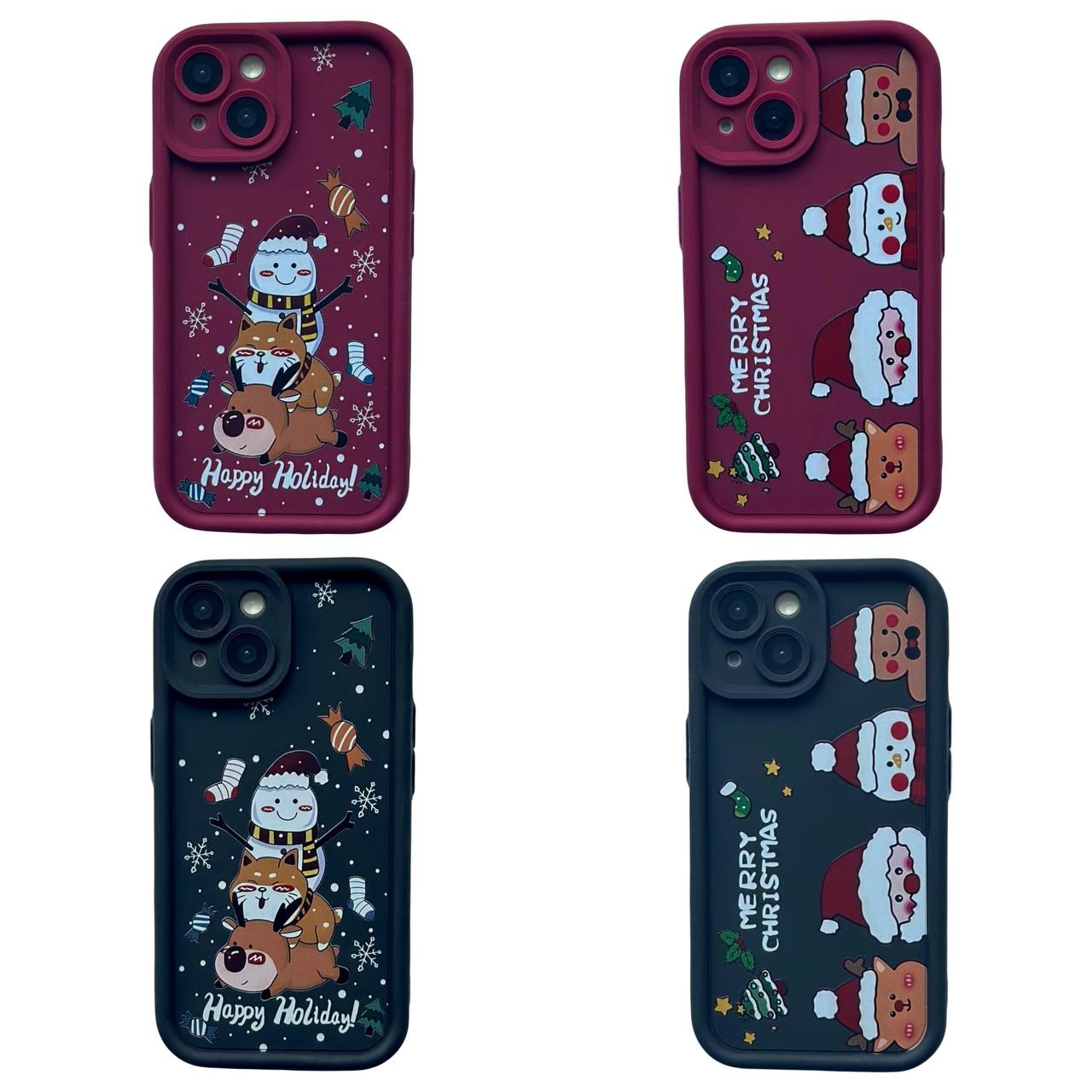 TPU Merry Christmas iPhone 14 Bordo (4-Head) - 4
