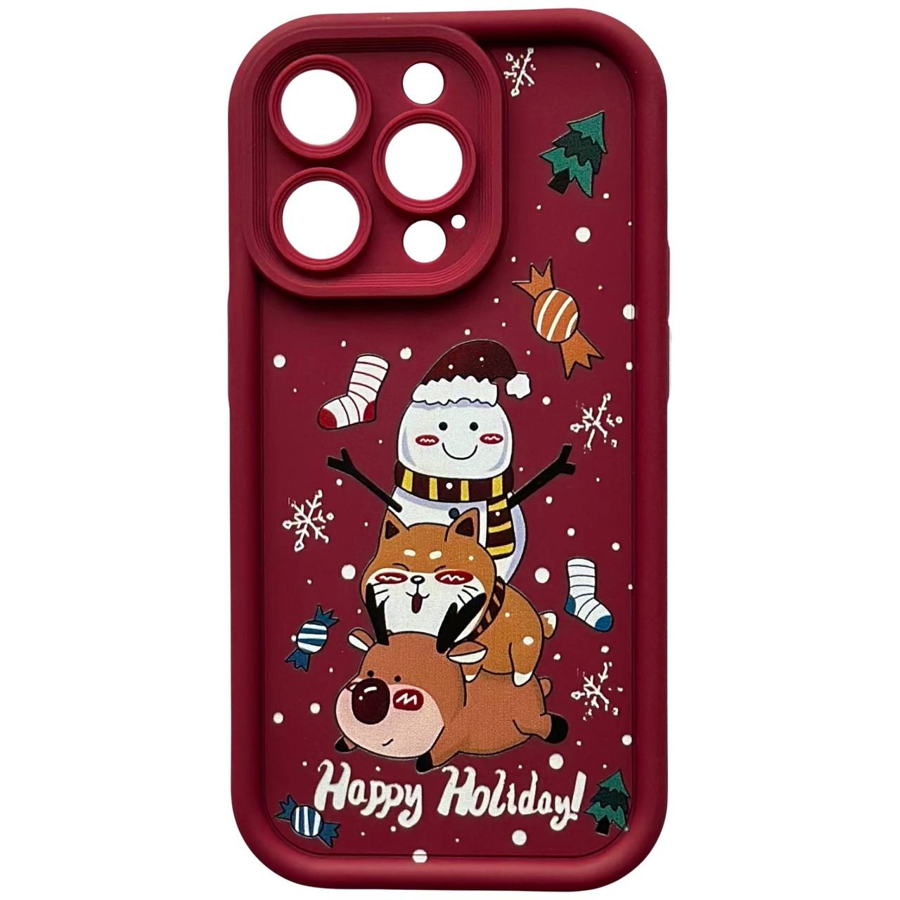 TPU Merry Christmas iPhone 16 Pro Bordo (3-Head) - 1